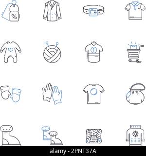 Icons-Kollektion für Einzelhandelsgeschäfte. Merchandise, Sales, Products, Discounts, Quality, Branding, Service-Vektor und lineare Illustration. Atmosphäre Stock Vektor