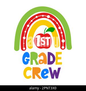 Erstklassige Crew - farbenfrohes Typographiedesign. Gut geeignet für Kleidung, Geschenksets, Fotos oder Motivationsposter. Vorschulerziehung T-Shirt-Typografie-Design Stock Vektor