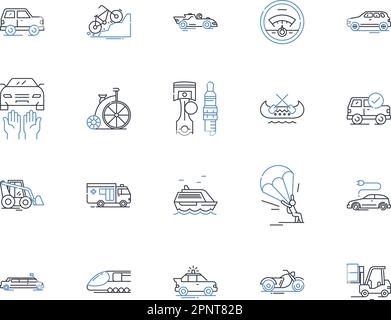 Wheels Line Icons Kollektion. Felgen, Reifen, Speichen, Radkappen, Legierung, Gummi, Räder, Vektor und lineare Darstellung. Achsen, Lager, Umrissschilder aus Chrom Stock Vektor