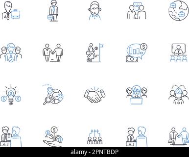 Construction Firm Line Icons Kollektion. Bauunternehmer, Bauarbeiter, Renovierung, Auftragnehmer, Reparaturen, Umbau, Abbruchvektor und linear Stock Vektor