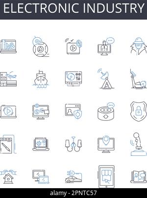 Symbolsammlung für die Elektronikbranche. High-Tech-Industrie, Technologiesektor, Digitaler Sektor, Computerindustrie, Technologieindustrie, Elektronik Stock Vektor
