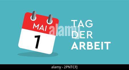 Rotes einfaches Kalendersymbol 1 Mai Labor Day Stock Vektor