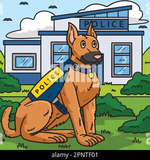 Polizeihund Farbige Cartoon-Illustration Stock Vektor