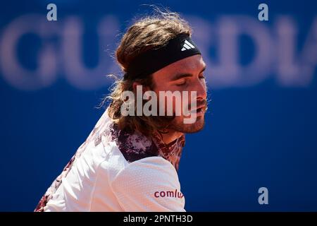 BARCELONA, SPANIEN - APRIL 20: Stefanos Tsitsipas während des Barcelona Open Banc Sabadell 70 Trofeo Conde de Godo Spiels gegen Denis Shapovalov im R Stockfoto