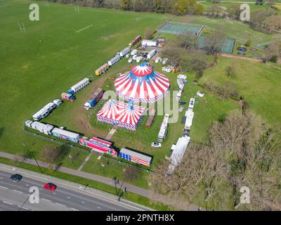 Blick auf den Circus Vegas im Old Deer Park, Richmond, London, Großbritannien. Stockfoto
