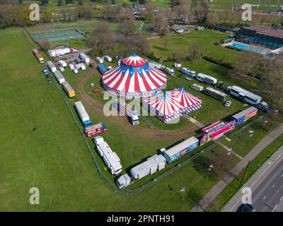 Blick auf den Circus Vegas im Old Deer Park, Richmond, London, Großbritannien. Stockfoto