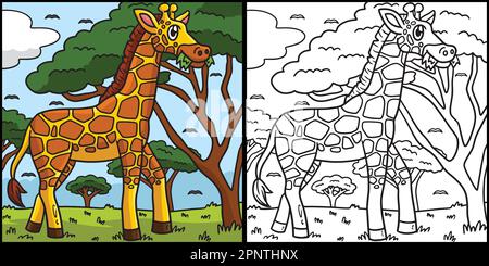 Giraffe Malvorlagen Farbige Illustration Stock Vektor