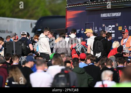 Zagreb, Kroatien. 20. April 2023. Die Atmosphäre im WRC Croatia Rally Service Park vor dem Start des Rennens in Zagreb, Kroatien am 20. April 2023. Foto: Igor Soban/PIXSELL Credit: Pixsell/Alamy Live News Stockfoto