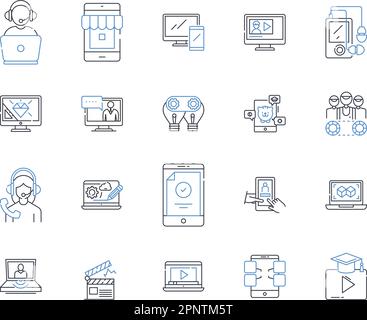 Symbolsammlung für Telekommunikationsanbieter. Verbindung, Nerk, Wireless, Breitband, Signal, Abdeckung, Planvektor und lineare Darstellung Stock Vektor