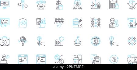 Lineare Symbole für Steuergesetze festgelegt. Abzüge, Befreiungen, Gutschriften, Einkommen, Rücksendungen, Erstattungen, Linienvektor und Konzeptzeichen. Einreichungen, Audits, Strafen Stock Vektor