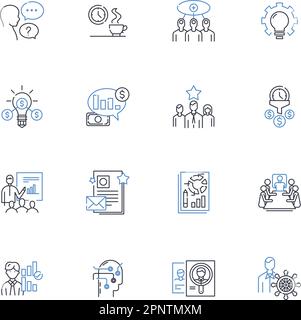 Symbolsammlung für Marktsegmentierungslinien. Demografie, Psychografie, Verhalten, Profile, Bedürfnisse, Zinsen, Geografischer Vektor und linear Stock Vektor