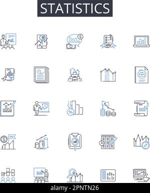 Sammlung von Symbolen für Statistikzeilen. Wahrscheinlichkeitstheorie, Numerische Daten, Quantitative Analyse, Kennzahlensystem, Finanzanalyse, Datenwissenschaft Stock Vektor