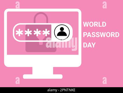 World Password Day-Konzept mit Computersymboldesign, Vektordarstellung 10 eps-Grafik. Stock Vektor
