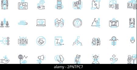 Lineare Symbole für Zahlen und Grafiken festgelegt. Zählen, Addition, Subtraktion, Multiplikation, Division, Arithmetische Zeichen, Vektor der Berechnungslinie und Konzeptzeichen Stock Vektor