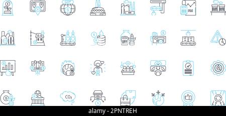 Technologie Lineare Symbole gesetzt. Innovation, Digitalisierung, Automatisierung, Virtualisierung, Kryptografie, Cybersicherheit, Robotik Linienvektor und Konzept Stock Vektor