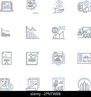 Sammlung der Zeilensymbole für die Aufzählung. Klassifizierung, Zählung, Auflistung, Reihenfolge, Reihenfolge, Kategorisierung, Sammelvektor und lineare Darstellung. Gruppierung Stock Vektor