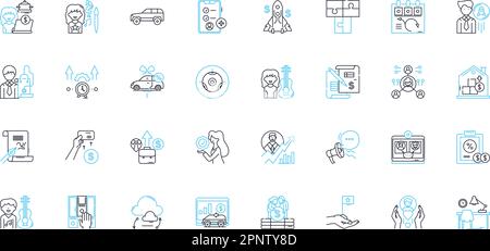 Aktive lineare Symbole eingestellt. Heimlich, Tödlich, Verdeckt, Taktisch, Geschickt, Einfallsreiche, effiziente Linienvektor- und Konzeptschilder. Gefährlich, Dynamisch Stock Vektor