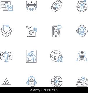 Sammlung von Zeitrahmen-Symbolen. Planung, Proaktiv, Prognose, Vorbereitung, Vorausplanung, Vision, frühe Vektordarstellung und lineare Darstellung. Voraussicht Stock Vektor