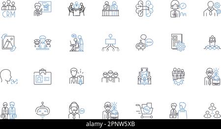 Sammlung von Symbolen für die Navigationslinie für den Beruf. Navigieren, Kartieren, Steuern, Anweisen, Anleiten, Diagrammerstellung, Darstellung von Vektoren und linearer Darstellung Stock Vektor