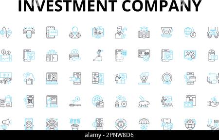 Lineare Symbolgruppe der Investmentgesellschaft. Portfolio, Dividenden, Aktien, Anleihen, Investmentfonds, Kapital, Risikovektorsymbole und Linienkonzepte. Rücksendungen Stock Vektor