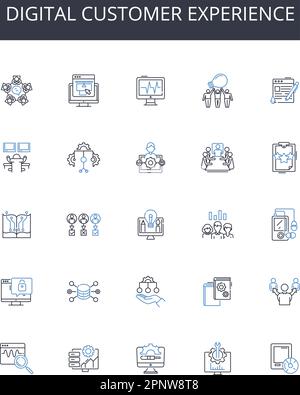 Digitale Kundenerfahrung – Kollektion von Liniensymbolen Planung Zusammenstellen Zusammenstellen Planen Vorbereitung Zusammenstellen Zusammenstellen Lager Zusammenstellen Stock Vektor