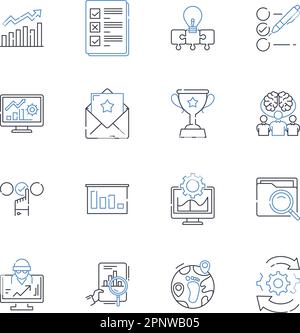 Symbolsammlung für Budgetverfolgung. Ausgaben, Budgetierung, Einsparungen, Konten, Planung, Mein Management, Cashflow-Vektor und lineare Darstellung Stock Vektor