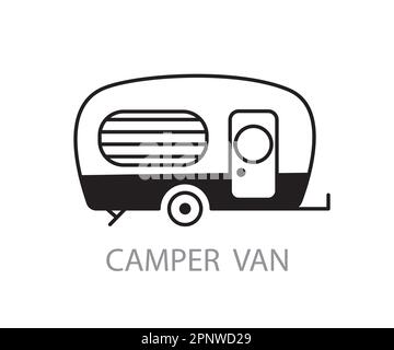 Wohnmobil und Wohnwagen, eine Ikone für den Wohnwagen Stock Vektor