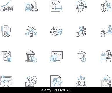 Collection mit Liniensymbolen für Equity Management. Investition, Portfolio, Diversifizierung, Analyse, Strategie, Fonds, Risikovektor und lineare Darstellung Stock Vektor