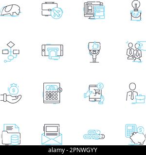 Lineare Symbole für Neubeginn festgelegt. Erneuerung, Starten, Bereinigen, Überarbeiten, Neu Starten, Neustarten, Verjüngen von Linienvektor- und Konzeptzeichen. Aktualisieren, Wiederholen, Neu Starten Stock Vektor