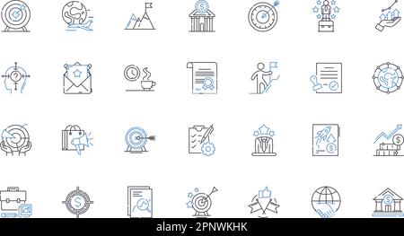 Symbolsammlung für Anlagestrategie. Diversifizierung, Asset Allocation, Risikomanagement, Portfolio, Rebalancing, Rendite, Liquiditätsvektor und Stock Vektor