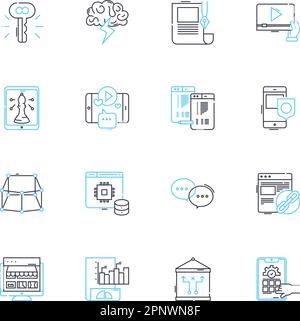 Lineare Symbole für soziale Dienste festgelegt. Einfühlungsvermögen, Advocacy, Outreach, Diversity, Compassion, Gemeinnützige Organisationen, Philanthropie-Linien-Vektor und Konzeptzeichen. Gemeinschaft Stock Vektor