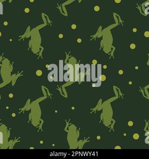 Nahtloses Muster mit grünen Fröschen für Stoffdruck, Geschenkpapier, Textil. Darstellung des Rohteilvektors.Drucken. Stock Vektor