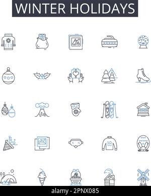 Icons-Kollektion für Winterferien. Weihnachten, Yuletide, Festtage, Feiertage, Advent, Hanukka, Kwanzaa-Vektor und linear Stock Vektor