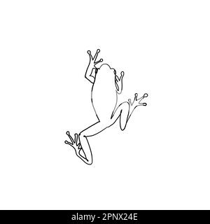 Darstellung des Aktienvektors. Eine einzeilige Zeichnung des süßen Frosches für die Identität des Firmenlogos. Ein Amphibientier-Ikon-Konzept. Trendige Linienführung g Stock Vektor