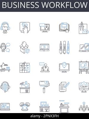 Symbolsammlung für Business-Workflow-Linien. Vermögen, Finanzen, Finanzierung, Kapital, Investitionen, Mein, Cash-Vektor und lineare Illustration. Ersparnisse, Reserven Stock Vektor