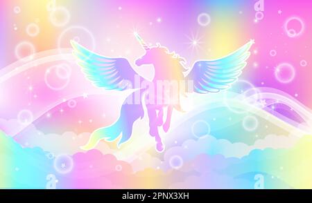 Fantasy Regenbogen Hintergrund in funkelnden Sternen für Design. Vektorgrafik für Kinder. Stock Vektor