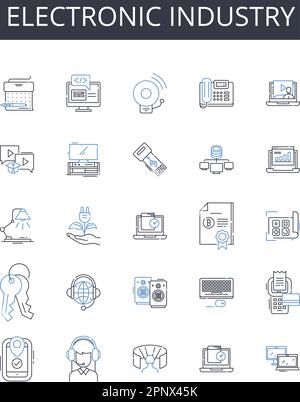 Symbolsammlung für die Elektronikbranche. High-Tech-Industrie, Technologiesektor, Digitaler Sektor, Computerindustrie, Technologieindustrie, Elektronik Stock Vektor