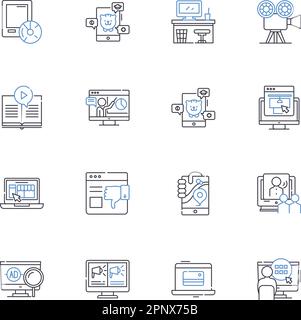 Symbolsammlung für Kundenakquise. Interessenten, Leads, Konvertierung, Akquisition, Bindung, Umsatz, Outreach-Vektor und lineare Darstellung Stock Vektor