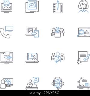 Kollektion mit Symbolen für „Busy Bees Line“. Pollen, Summen, Nektar, Hy, Nesselsucht, Blumen, Queen-Vektor und lineare Darstellung. Kolonie, Kämme, Ernte Umrissschilder Stock Vektor