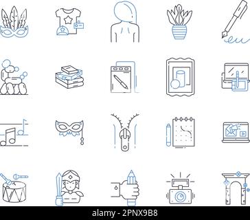 Sammlung der Symbole für die PET-Pflegelinie. Katze, Hund, Körperpflege, Bewegung, Ernährung, Schulung, Gesundheitsvektor und lineare Darstellung. Verhalten, Katze, Hund Stock Vektor