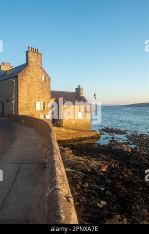 Lerwick Shetland, schottische Hauptstadt bei einem sonnigen Sonnenaufgang. Stockfoto