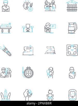 Lineare Symbole für häusliche Begleiter festgelegt. Haustiere, Hunde, Katzen, Vögel, Hamster, Fish, Rabbits line Vector und Concept Signs. Meerschweinchen, Reptilien, Nagetiere Stock Vektor