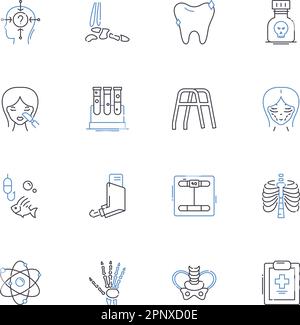 Personalisierte Symbolsammlung für medizinische Linien. Genetik, Präzision, Therapie, Diagnose, Behandlung, Biomarker, Pharmakogenomik-Vektor und linear Stock Vektor