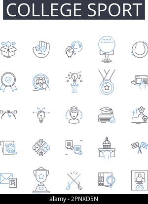 College Sport Line Icons Kollektion. Leichtathletik, Varsity Sports, Intramurals, Intercollegiate Sports, Mannschaftssport, Wettkampfsport, extramural Stock Vektor