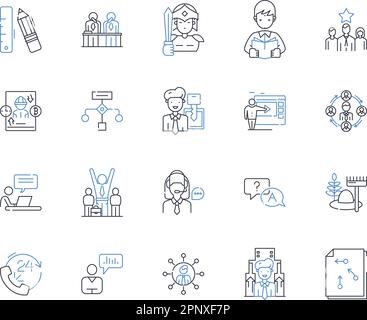Collection der Positionssymbole der Gruppe "Vorgänge". Effizienz, Produktivität, Optimierung, Rationalisierung, Koordination, Zusammenarbeit, Logistik Vektor und linear Stock Vektor