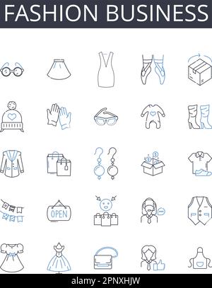 Modekollektion der Business Line Icons. Schönheitsindustrie, Lebensmittelmarkt, Unterhaltungsbranche, Technologiesektor, Automobilindustrie, Reisebranche Stock Vektor