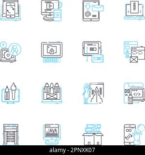 Lineare Symbole für Nachhaltigkeit beim Kunden. Recycling, Grün, Umwelt, Erhaltung, Energie, Organische, erneuerbare Linienvektoren und Konzeptzeichen. Eco Stock Vektor