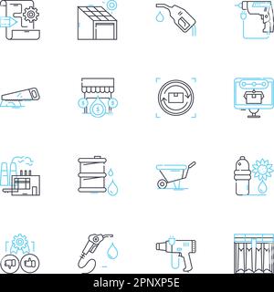 Lineare Symbole für Datenanalyse festgelegt. Mining, Modellierung, Visualisierung, Sammlung, Interpretation, Insight, Clustering-Linienvektor und Konzeptzeichen Stock Vektor
