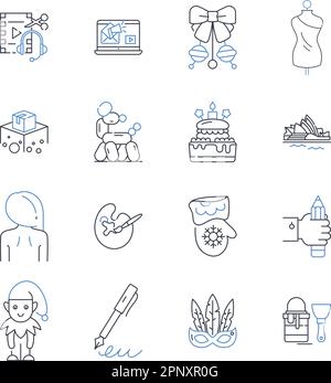 Travel Adventures Line Icons Kollektion. Entdeckungsreise, Wanderlust, Abenteuer, Entdeckungsreise, Trekking, Reise, Expeditionsvektor und lineare Darstellung Stock Vektor