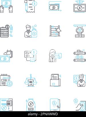 Lineare Symbole für digitales Marketing und Werbung. Social, SEO, Analytics, Content, PPC, Mobile, E-Mail-Linienvektor und Konzeptschilder. Tochterunternehmen Stock Vektor